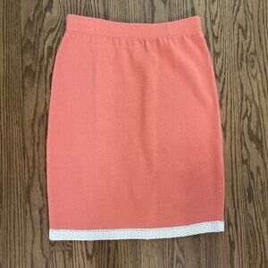 Vintage Toula Wool Blend Pencil Skirt Size 10 Pink Elastic Waist Retro Classic